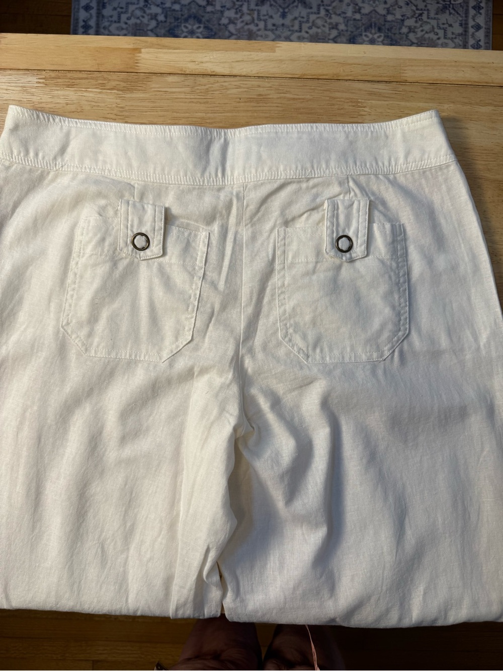 Venus White Linen-Cotton Sailor Wide-Leg Pants NWOT Size 10 - Picture 4 of 10